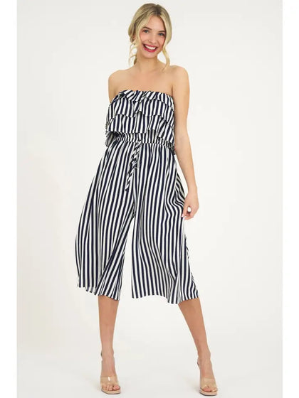 Striped Off the Shoulder Jumpsuit